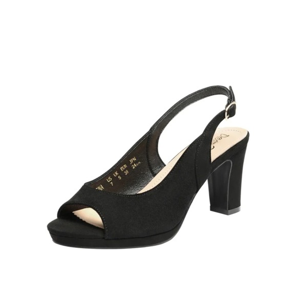 WOMEN'S SEXY 3" HEEL PEEP TOE SLINGBACK PUMPS BLACK SUEDE DREAM PAIRS SIZE 10 - Picture 2 of 9